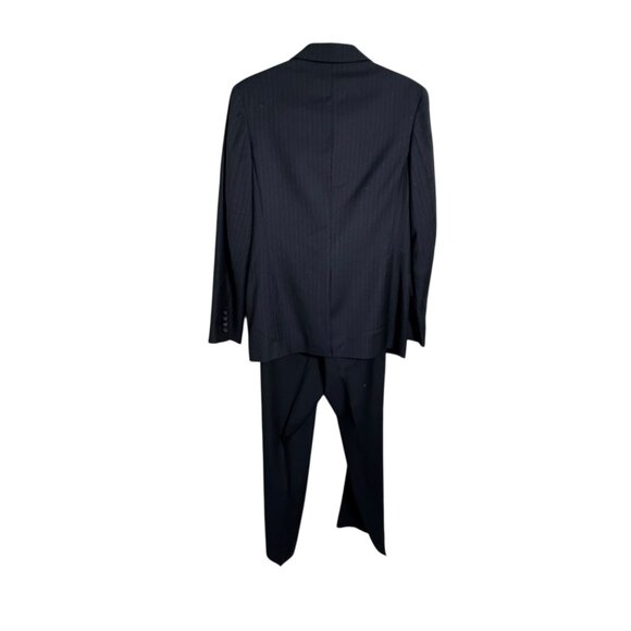 Boys Navy Pinstripe Wool Suit 2-Piece Size 16 Made in Italy - Picture 4 of 6